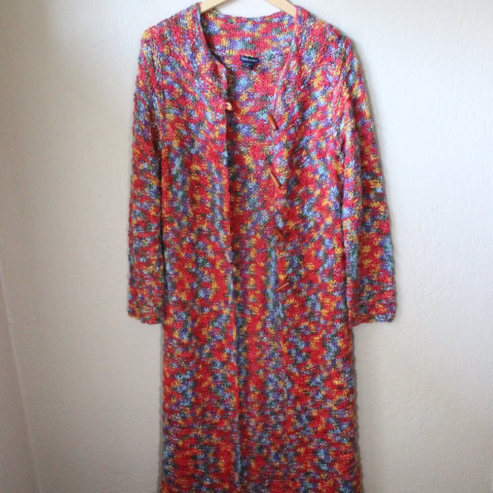 Long Boston Proper Cardigan Multi-Color Toggle Closure Women Size Medium